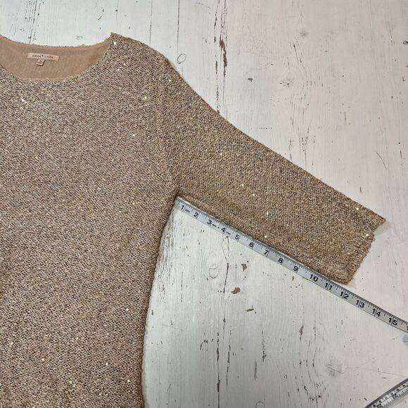 Gibson Latimer Sweater Blouse M Sparkle Rose Gold Layered Tunic Sequins Crochet - Picture 8 of 11